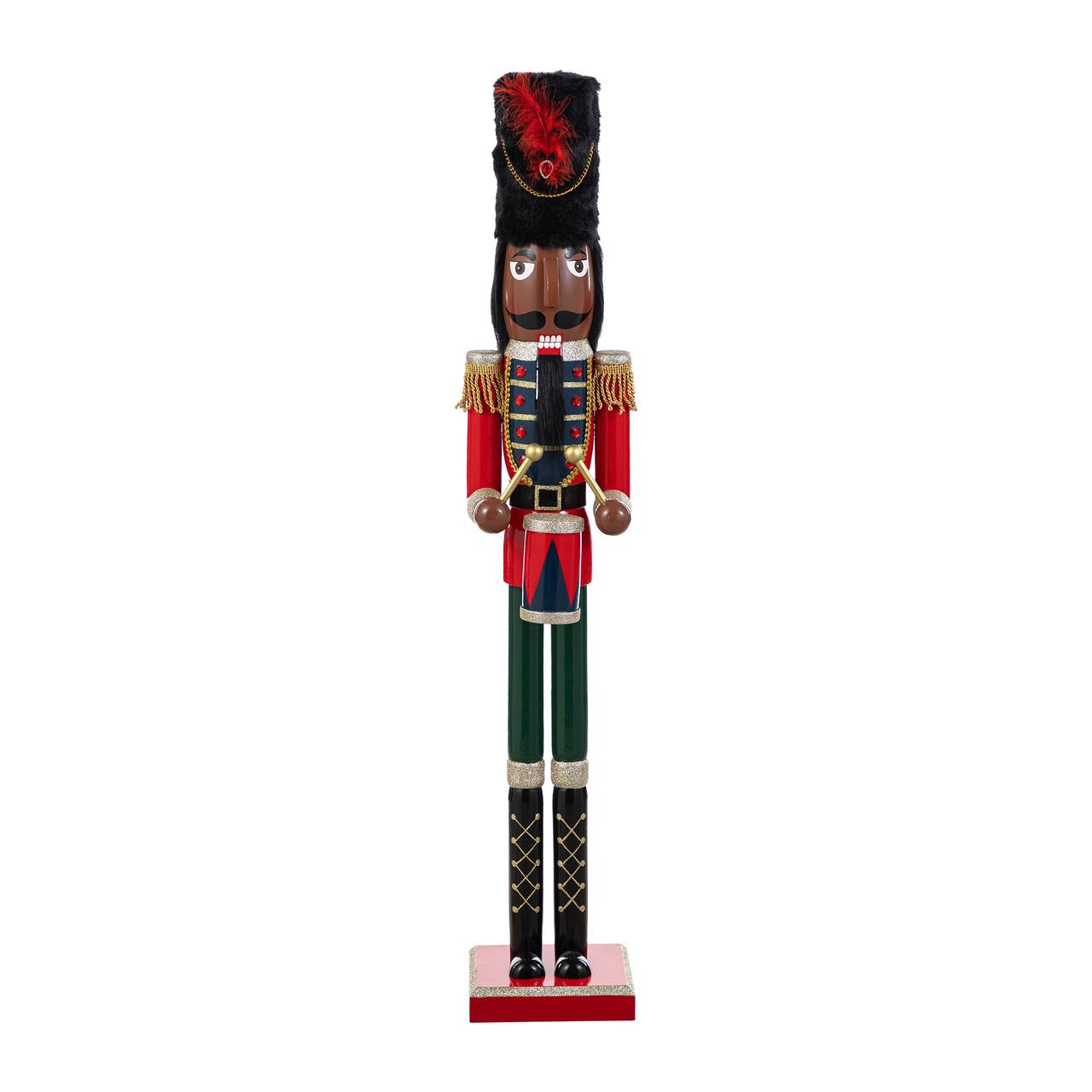 Glitzhome® 36.5"H Wooden Christmas African American Soldier Nutcracker